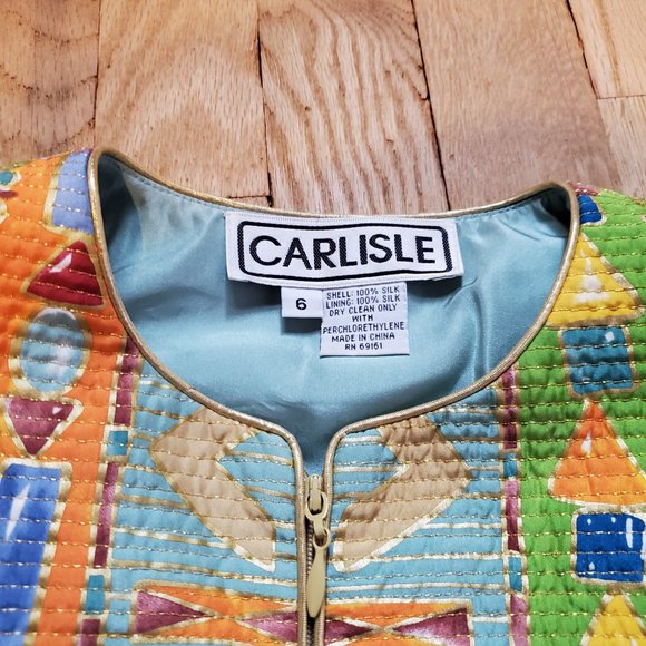 Carlisle Colorful Silk Coat of Many Colors Jacket - size 6 - Picture 5 of 14